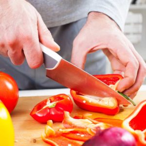 peppers being sliced