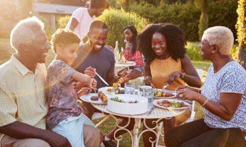 a family enjoying a meal together