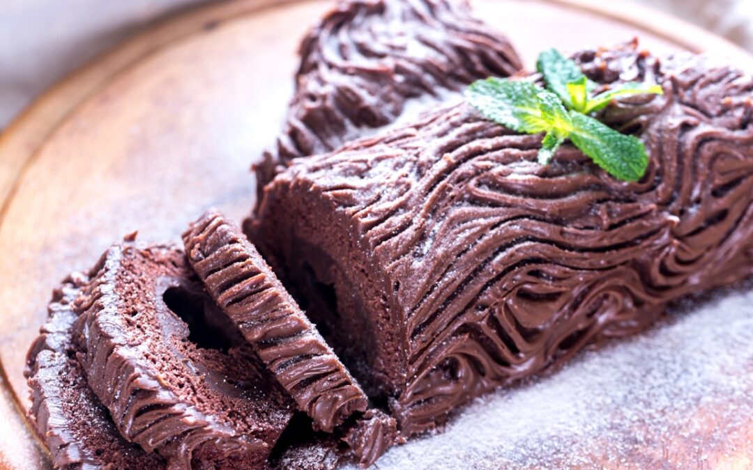 a yule log cake