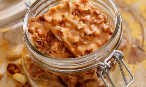 a jar of peanut brittle